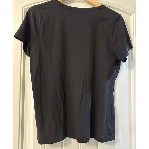 DKNY Black T Shirt With Silver 3D DKNY Print Light Fabric And Stretch Size M - Picture 3 of 7
